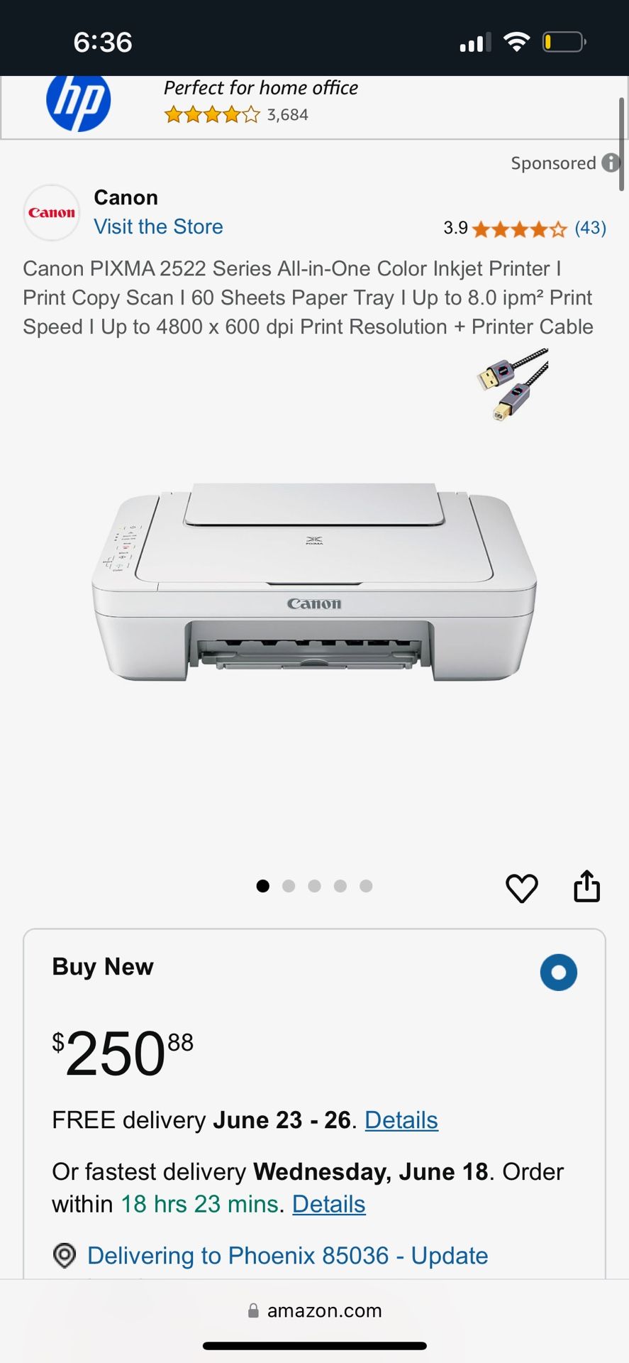 Cannon Printer Ink Included