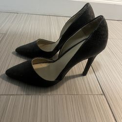 Black Leather High Heel Shoes 