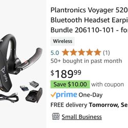 Bluetooth Headset Plantronics Voyager 5200 UC USB Charger Headphones 
