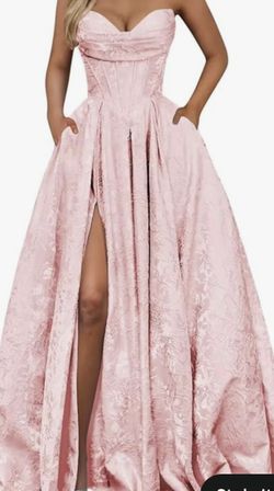 Pink Strapless Corset Formal Dress Size 16