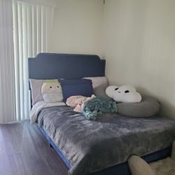Blue Bed Frame With Matress