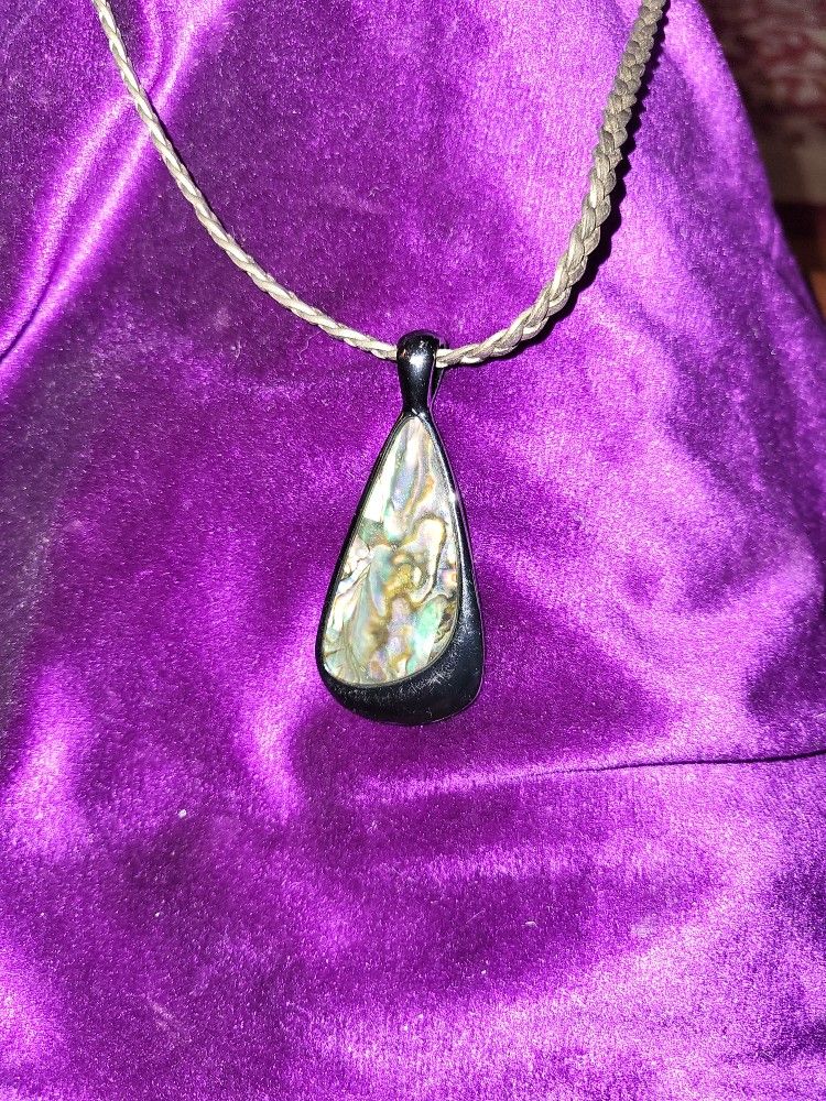Abalone In Glass Setting. Nice Choker!