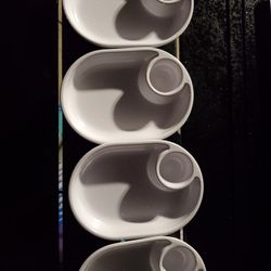 0kSet Of 4 Appetizer/chip And Dip Or Veggies And Dip  Small Dishes (Hard Plastic Like Melamine 