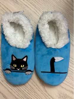 Funny House Slippers With Cat for Women Sz 6