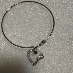 Bangle Bracelet With Heart Pendant ( Fashion Jewelry)