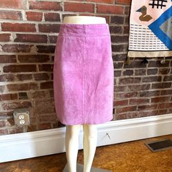 Vintage Pink Suede Pencil Skirt Express Genuine Leather Size 5/6 