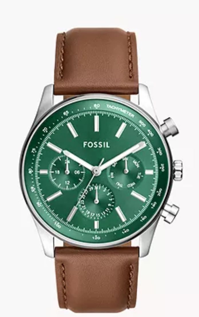 Fossil Sullivan Multifunction Brown Leather Watch Mens