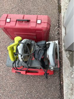 Corded power tools, two skill saws, two Hilty one Porter band