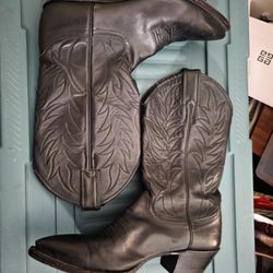 Justin Black Leather Western Cowboy Boots Women Size 7