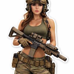 4” Tactical Girl AR 15 Sticker Army Gun Decal .556 Tactical Military NVG