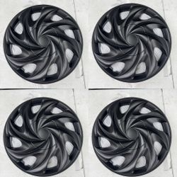 mate black hubcaps 15” wheel rim covers toyota honda hiunday kia nissan volks wagen set of 4 pcs brand new also available in other sizes 13” 14” 15”