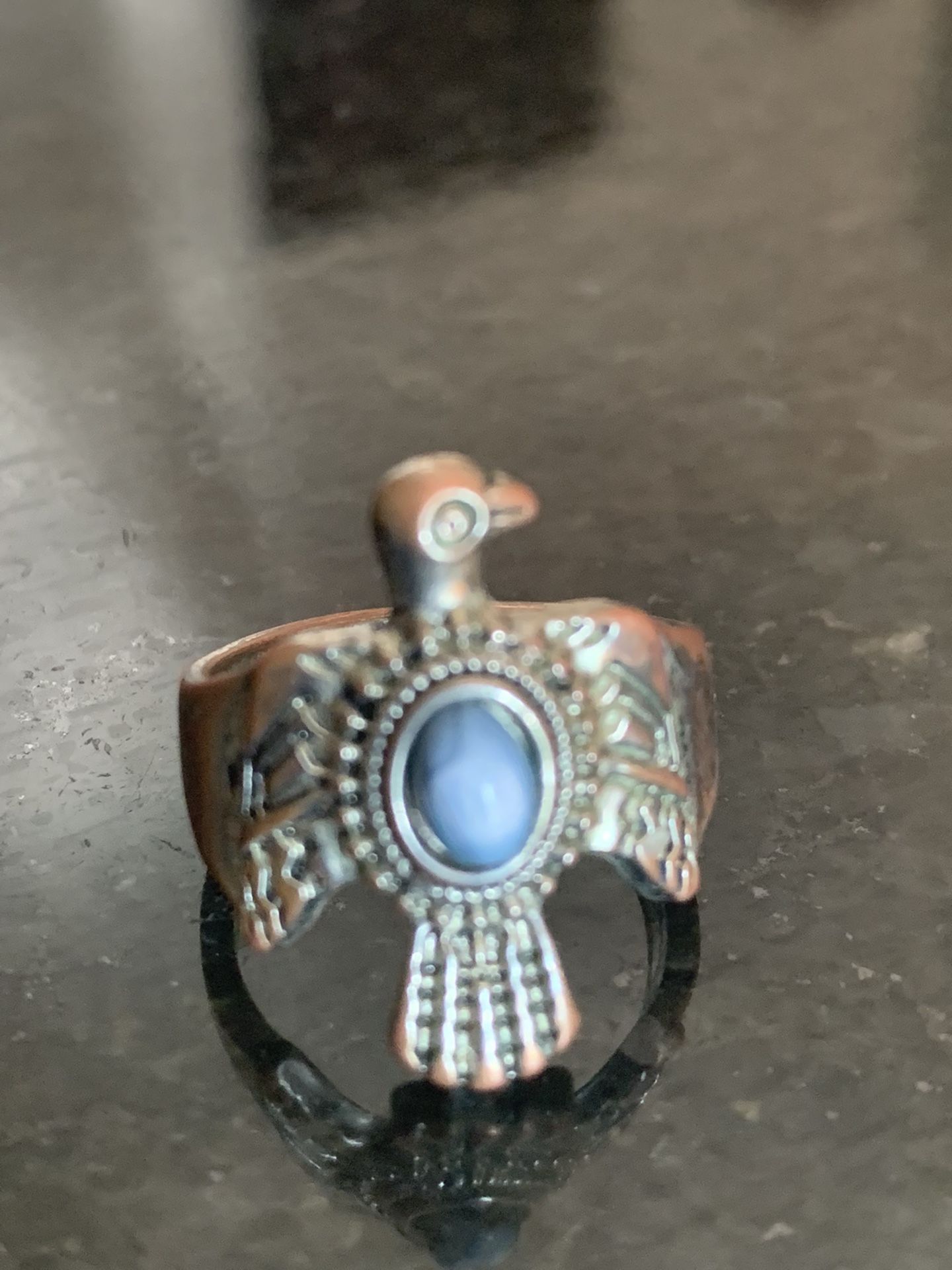 Vintage Blue Eagle RING In Metal Sz 7 Unisex