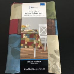New! Mainstays Cortana PEVA Tablecloth, Multicolor, 60"W x 84"L Rectangle