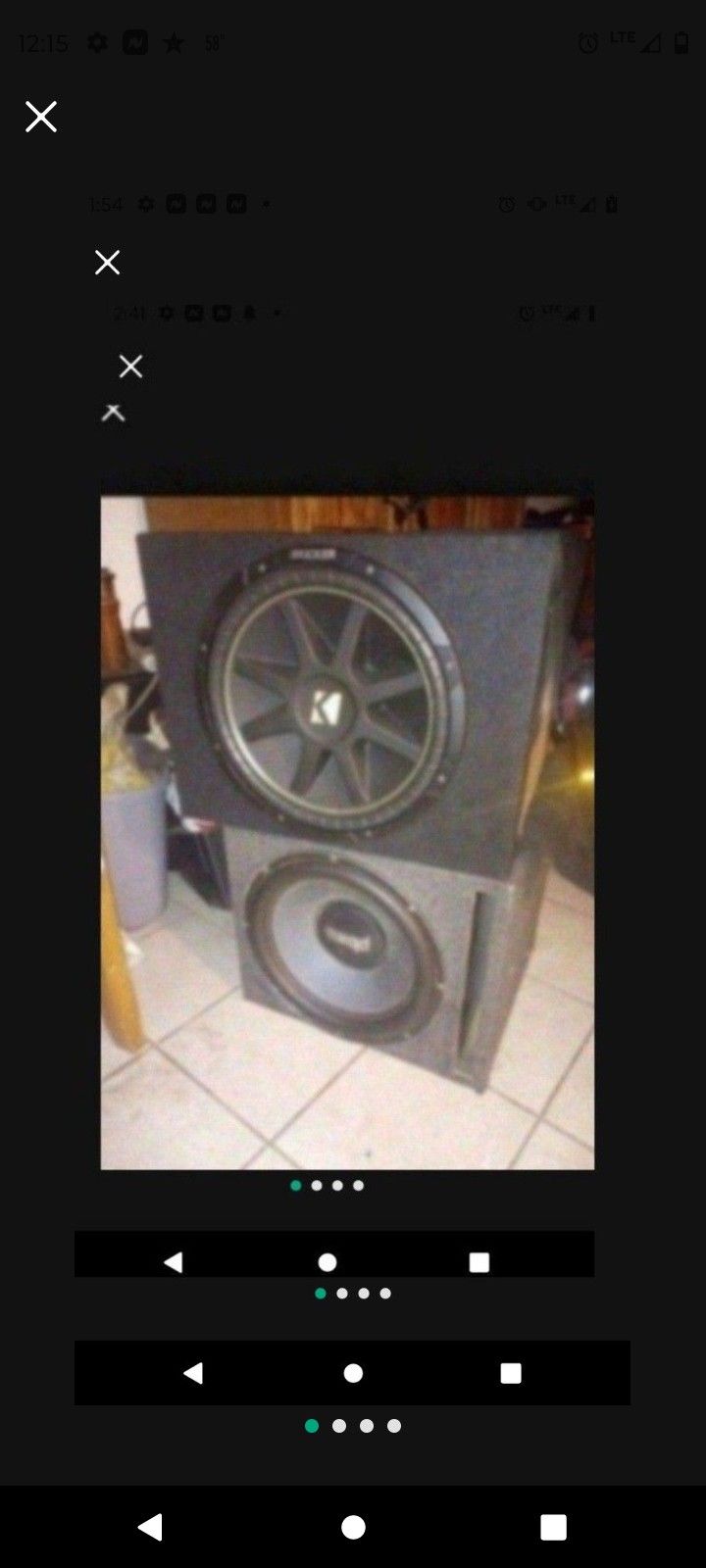 4 15 in woofers in good condition with amp Crossfire C5-1700d in good condition