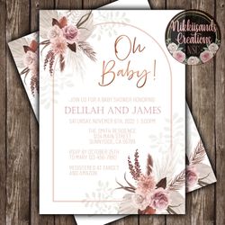 Boho Baby Shower Invitations 
