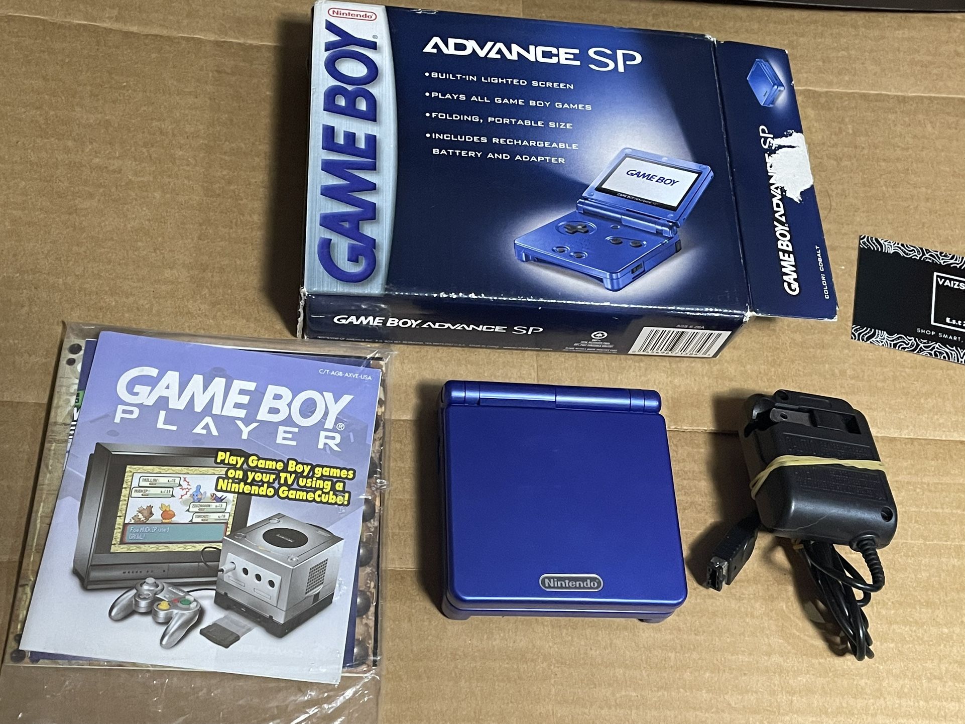 GBA SP cobalt Blue With Box Like New Open Box Game Boy Advance