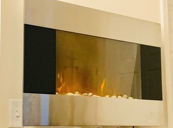 Wrought Studio 36” Wall-Mounted Electric Fireplace + Remote – $274 Retail