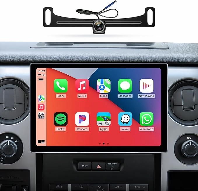 Car Stereo Radio 2009-2014 Ford F150, Wireless CarPlay Android Auto, Bluetooth, GPS, 11.5” Touch Screen Head Units, Backup Camera