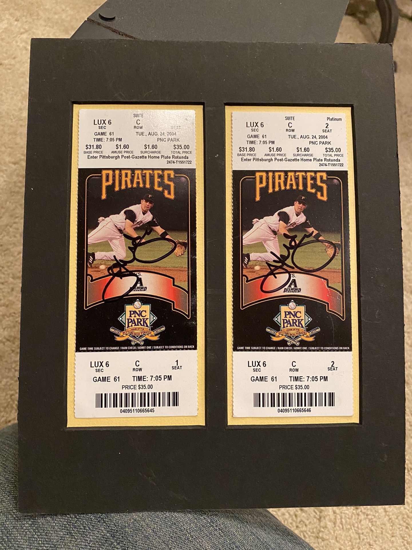 Autographed Jack Wilson 2004 Pirates tickets