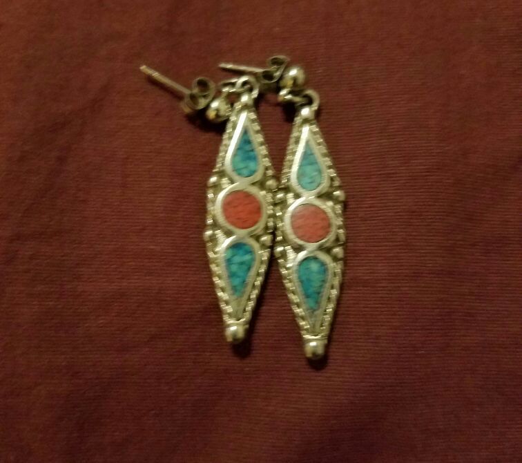 Silver earrings in native American style