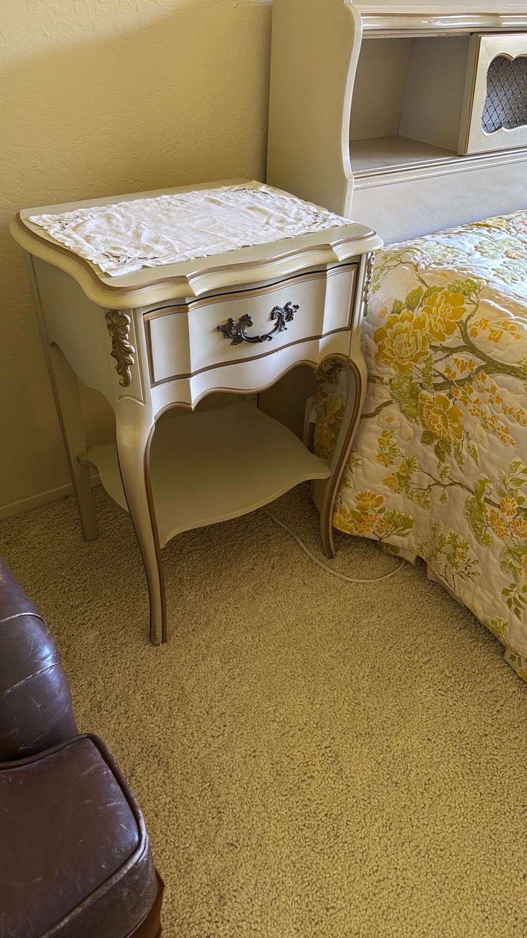 Bedside Night Stand Dresser Side Table Cream