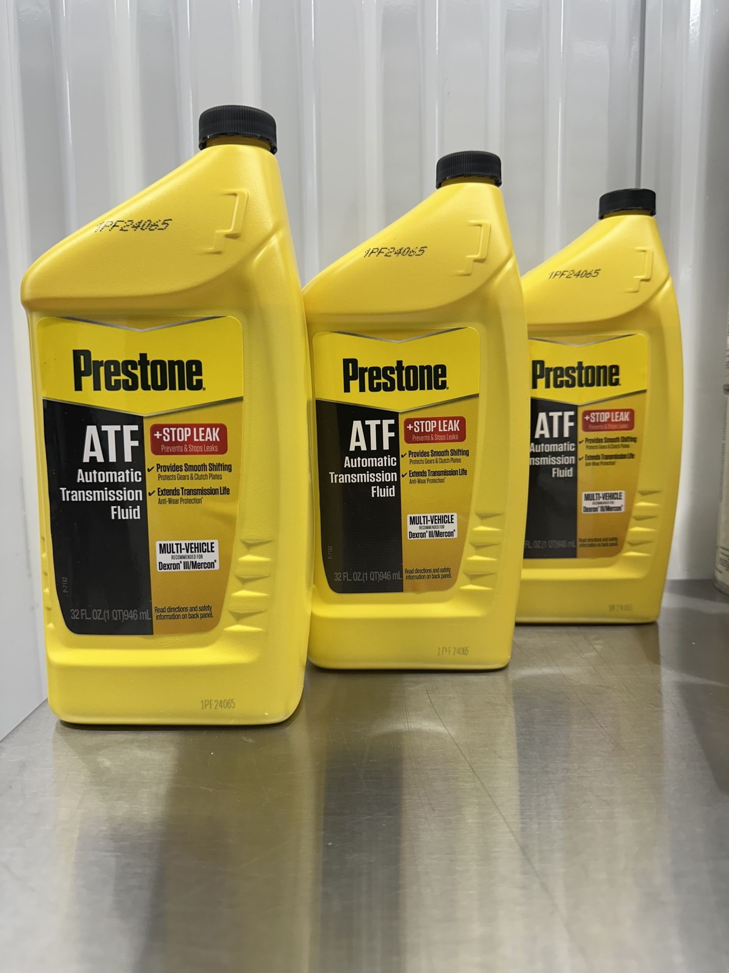 Prestone ATF + (3-Pack) Stop Leak Automatic Transmission Fluid, 32 oz (1 Quart)