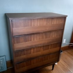 Mid Century Modern Tall Parquet Dresser