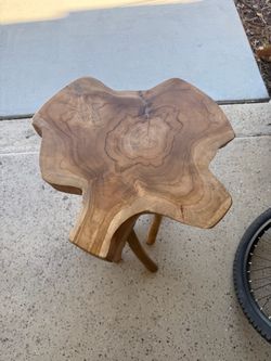 Live Edge Wood Stool Side Table