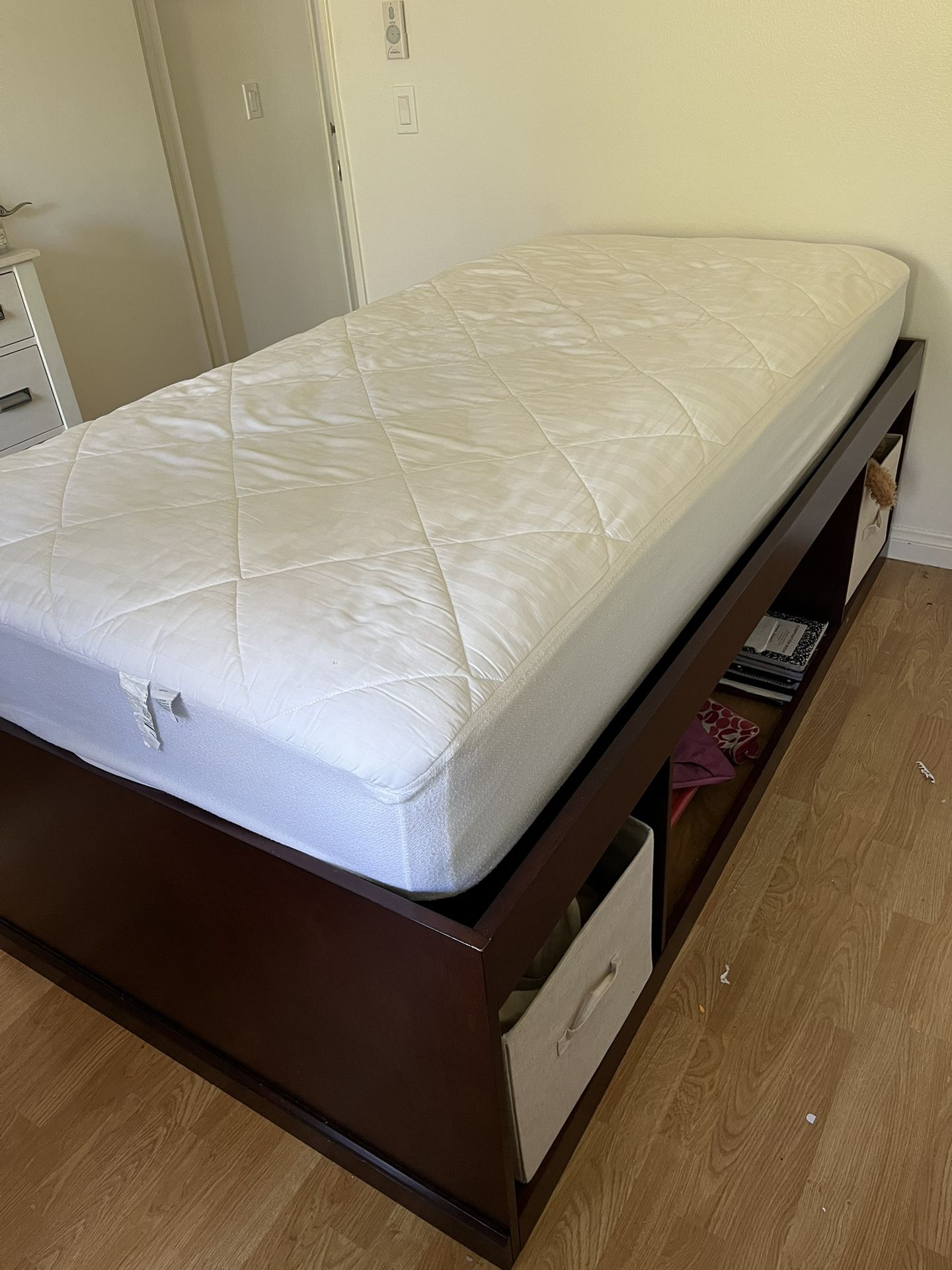 Twin Size Wood Storage Bed Frame