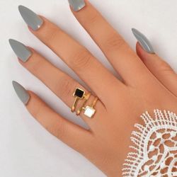Womens Two Tone Geometric Ring