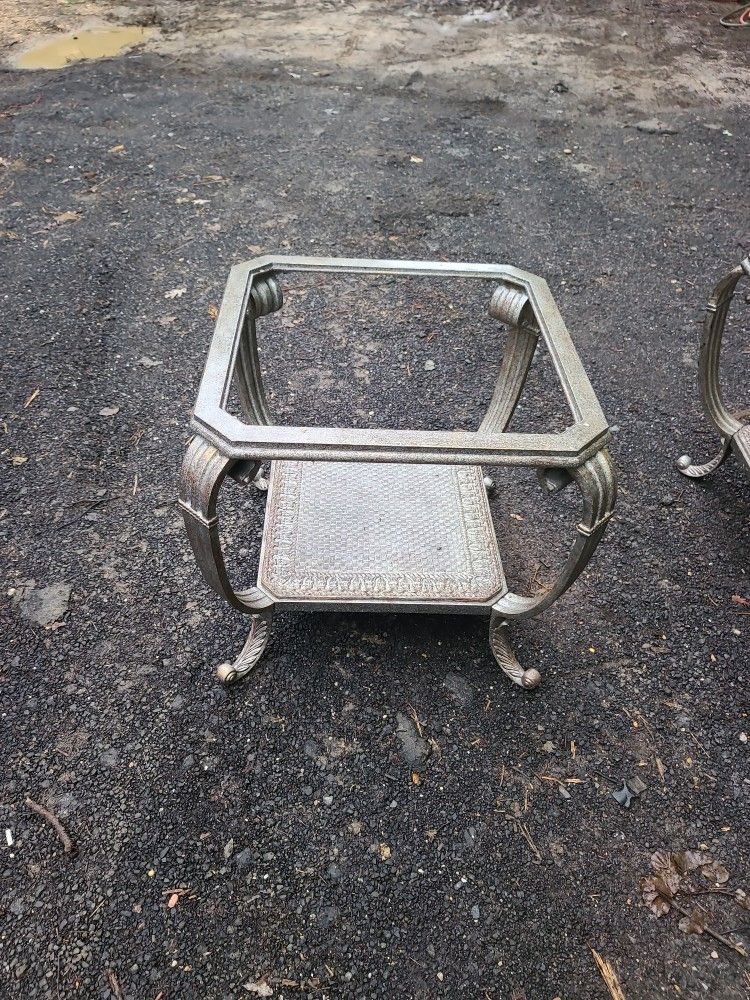Metal table missing glass