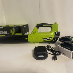 Leaf Blower, Electric Cordless Leaf Blower with 2 Batteries and Charger, 2 Speed Mode, Lightweight Cordless Blower for Blowing Leaves, Patio Cleaning,