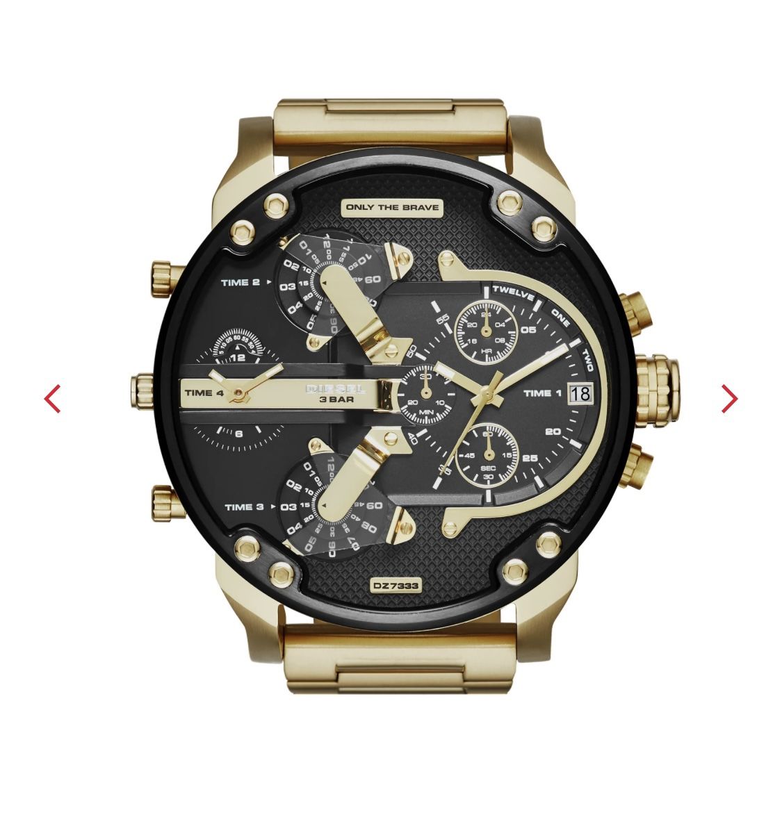 NEW! DIESEL Dz7333 Mr. Daddy 2.0 Gold Tone Plating and Sleek Black Chronograph Watch