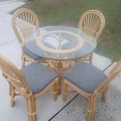 Boho Natural Rattan Dining Set 