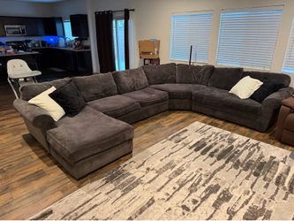 Blue-gray large sectional couch