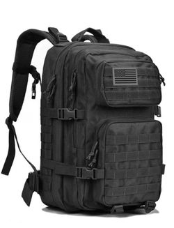 BLACK TACTICAL BACKPACK FOR CAMPING HIKING TRAVELING GEAR COMPARTMENTS