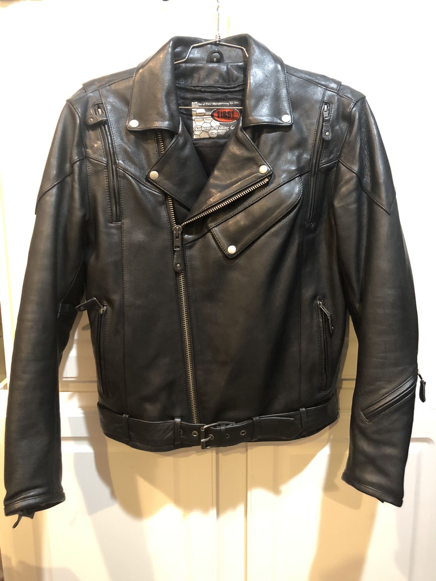 Leather motorcycle jacket