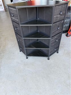 8 Drawer Corner Dresser with Fabric Drawers