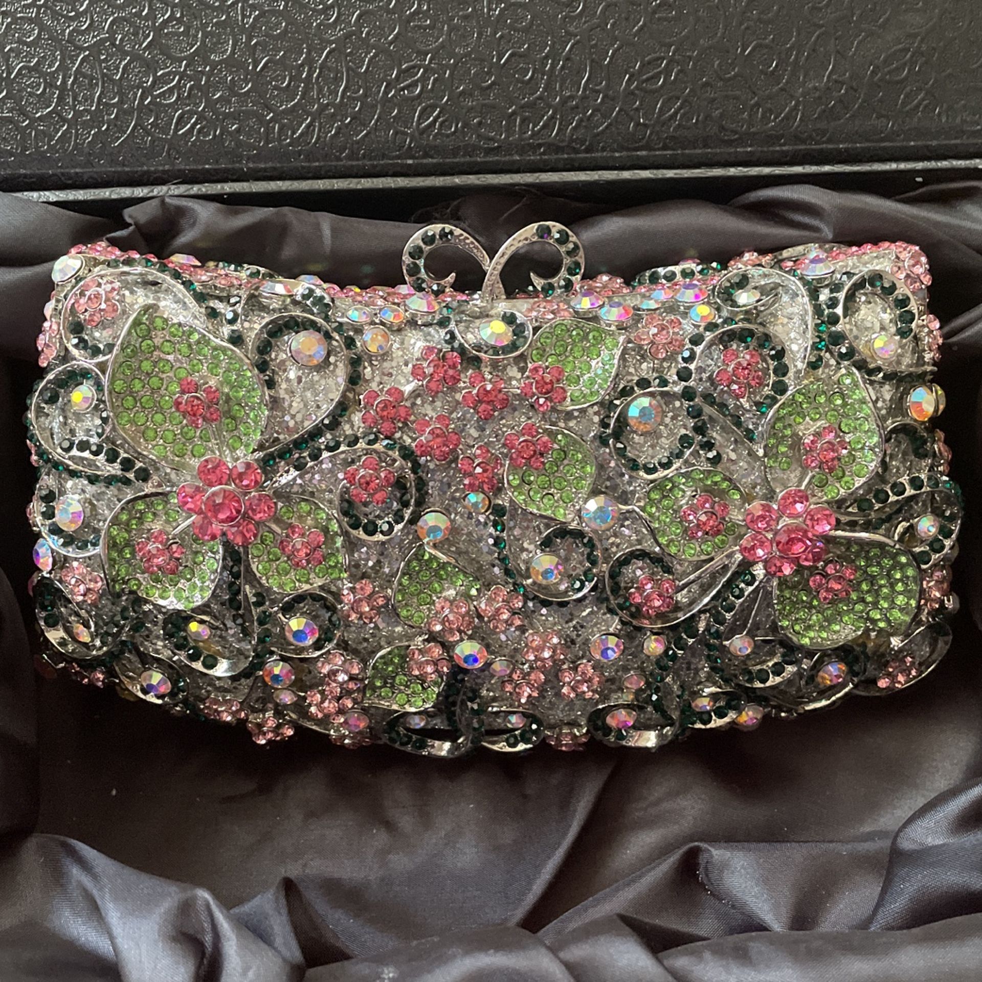 Luxury Crystal Floral Clutch Bag