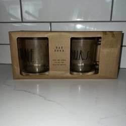 Rae Dunn Yours And Mine Glass Mug