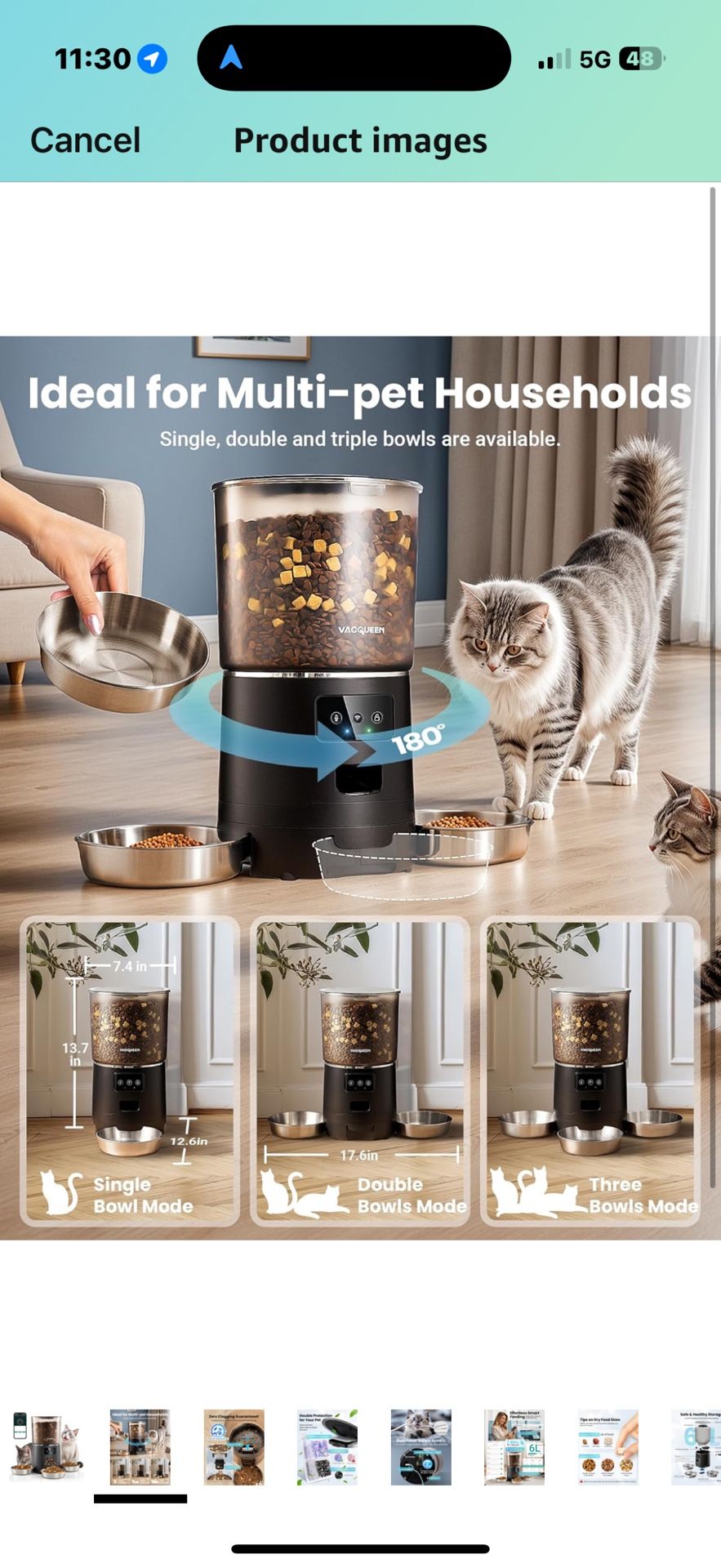 Smart WiFi Automatic Cat Feeder for 3 Cats