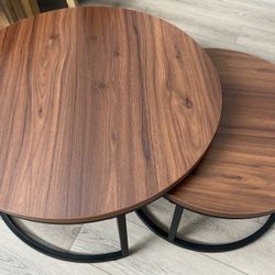 2 Piece Round Medieval Modern Nested Coffee Tables