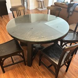 Restoration Hardware 48 Inch Table (1), Chairs (5), and Table Glass Cover 