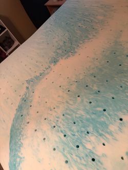 Queen blue-swirled gel memory foam mattress topper