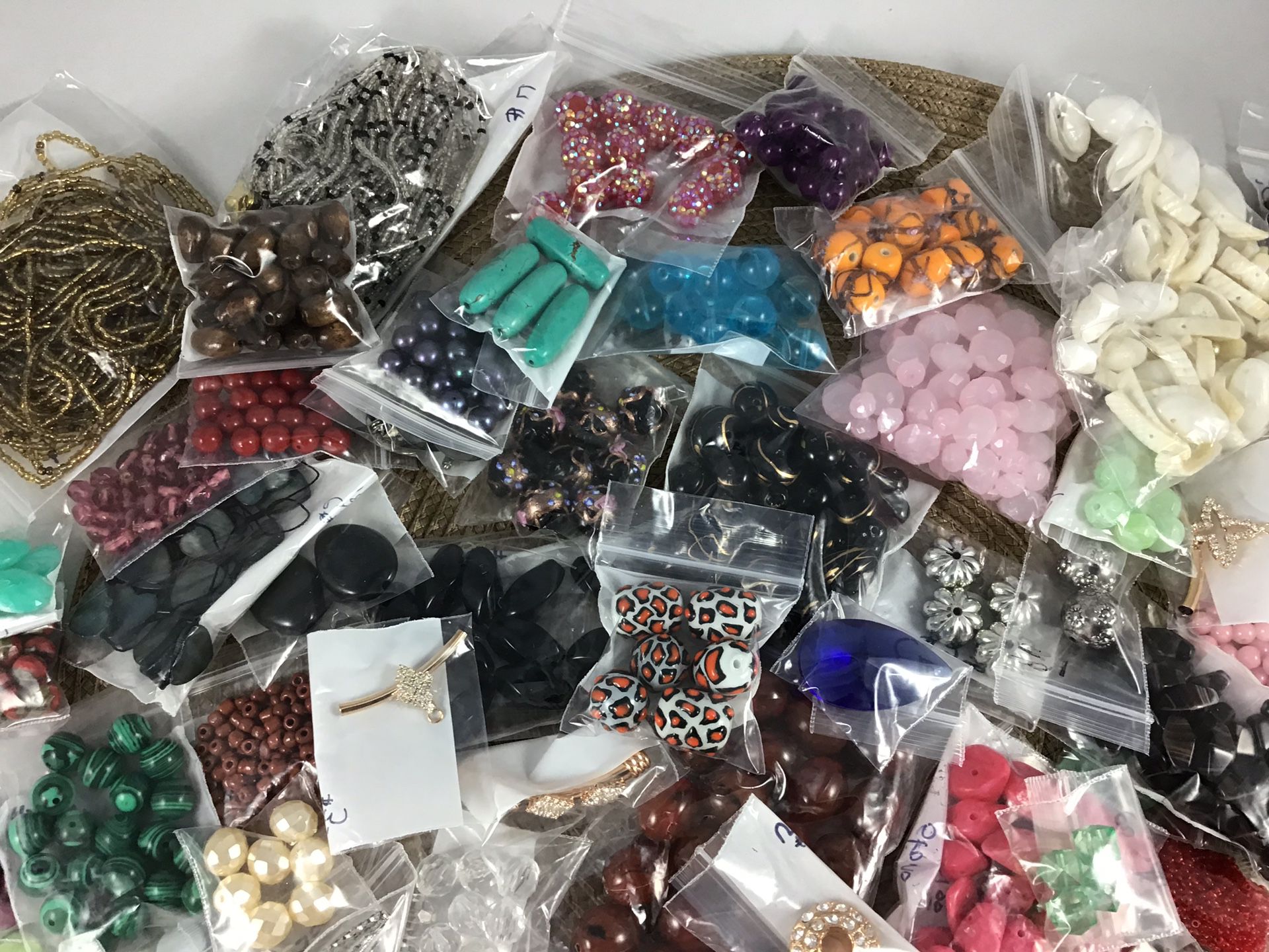 Beads, Beads, Beads! New or Reclaimed from pre-owned jewelry. Cleaned. Prices vary per baggie.