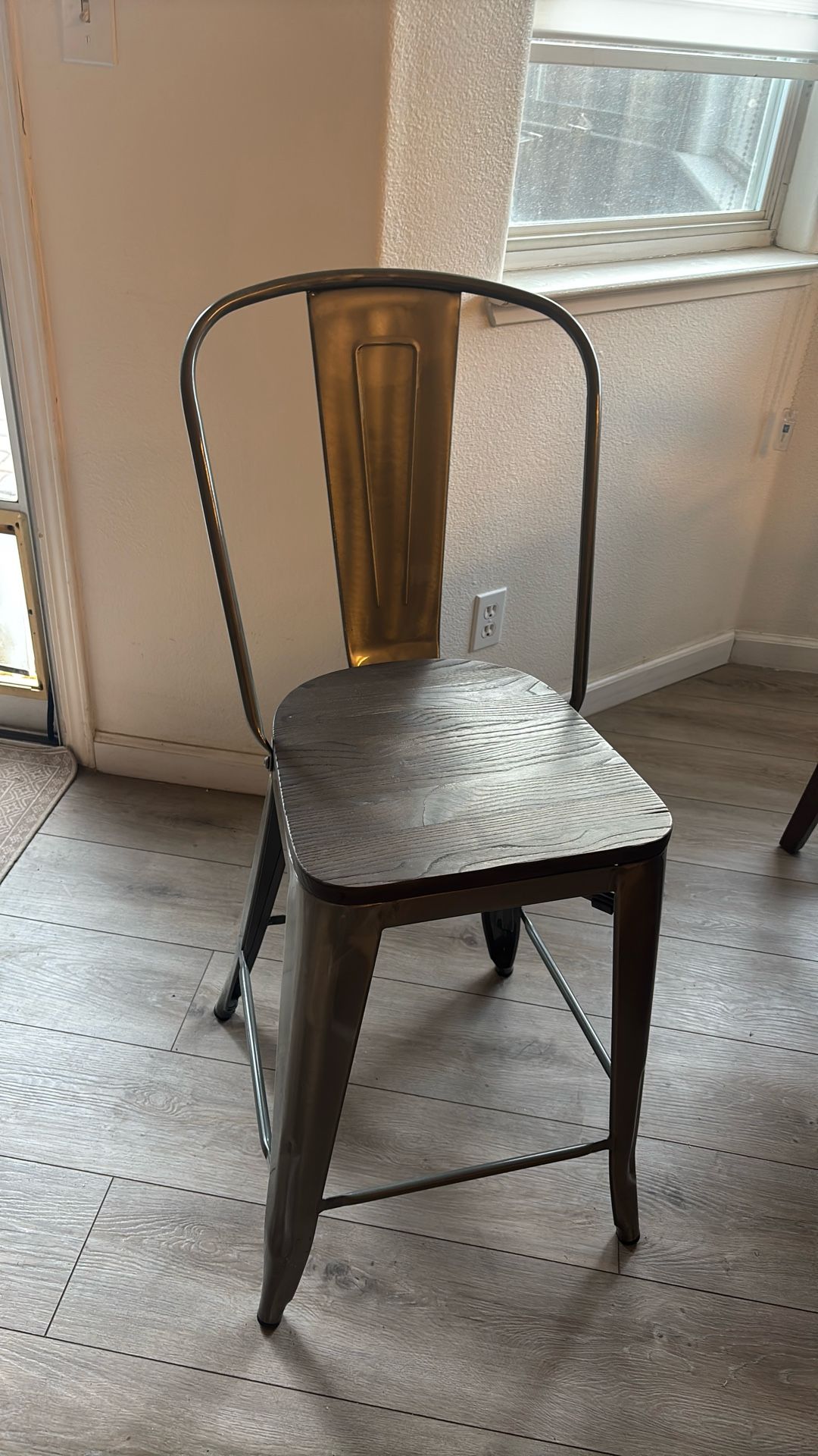 2 Counter Height Metal Wood Chair