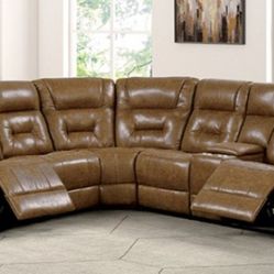 Brand New Brown Leather Reclining Sectional Sofa 