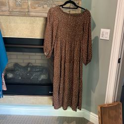 Dress-Brown With White polka Dot