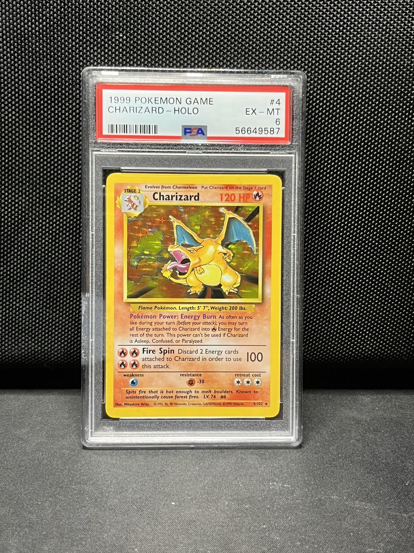 CHARIZARD BASE SET 1999 POKEMON TCG UNLIMITED #4/102 psa 6