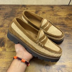 GH Bass x Corridor Larson Weejuns Raffia Suede Loafers Mens Size 10.5